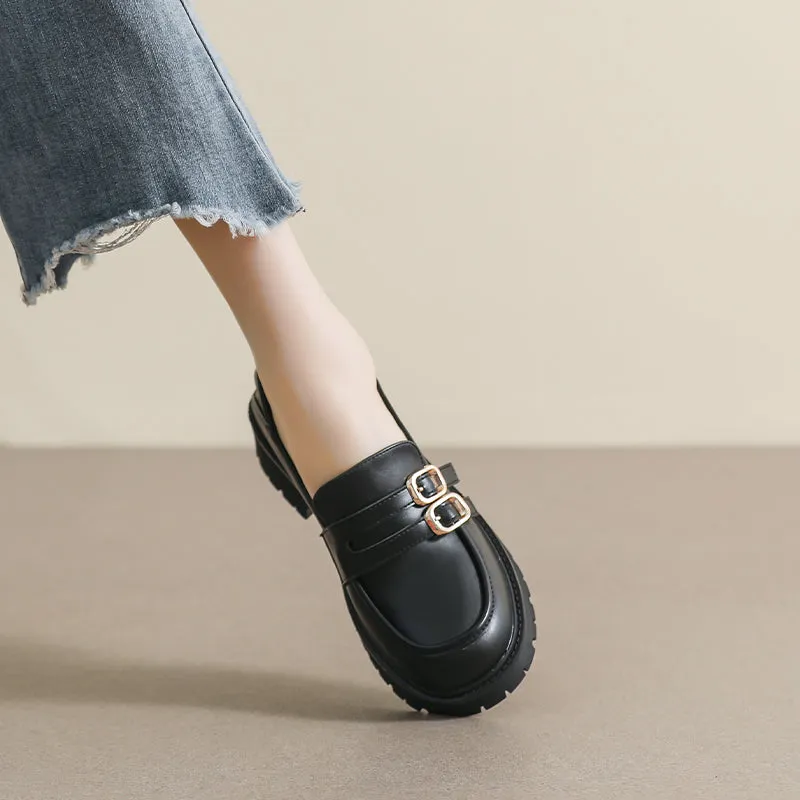 Women Retro Soft Minimalist Thick Soled Casual Loafers
